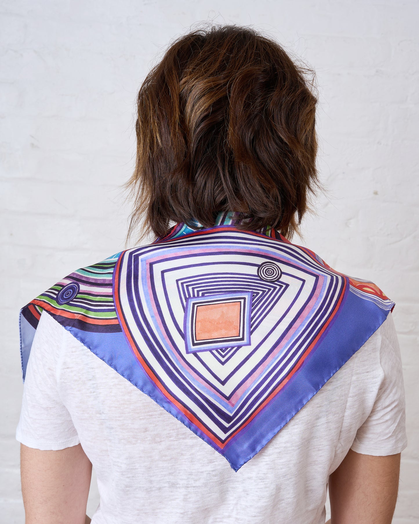 Prismatic Geometry Silk Scarf – Italian Square Silk Scarf (53 × 53 cm)