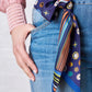 Cosmic Stripes Silk Ribbon – Navy (7x90cm)