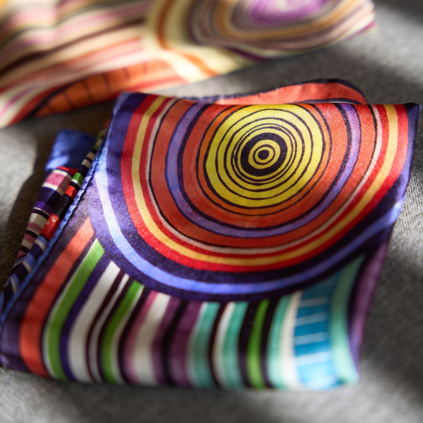 Prismatic Geometry Silk Scarf – Italian Square Silk Scarf (53 × 53 cm)