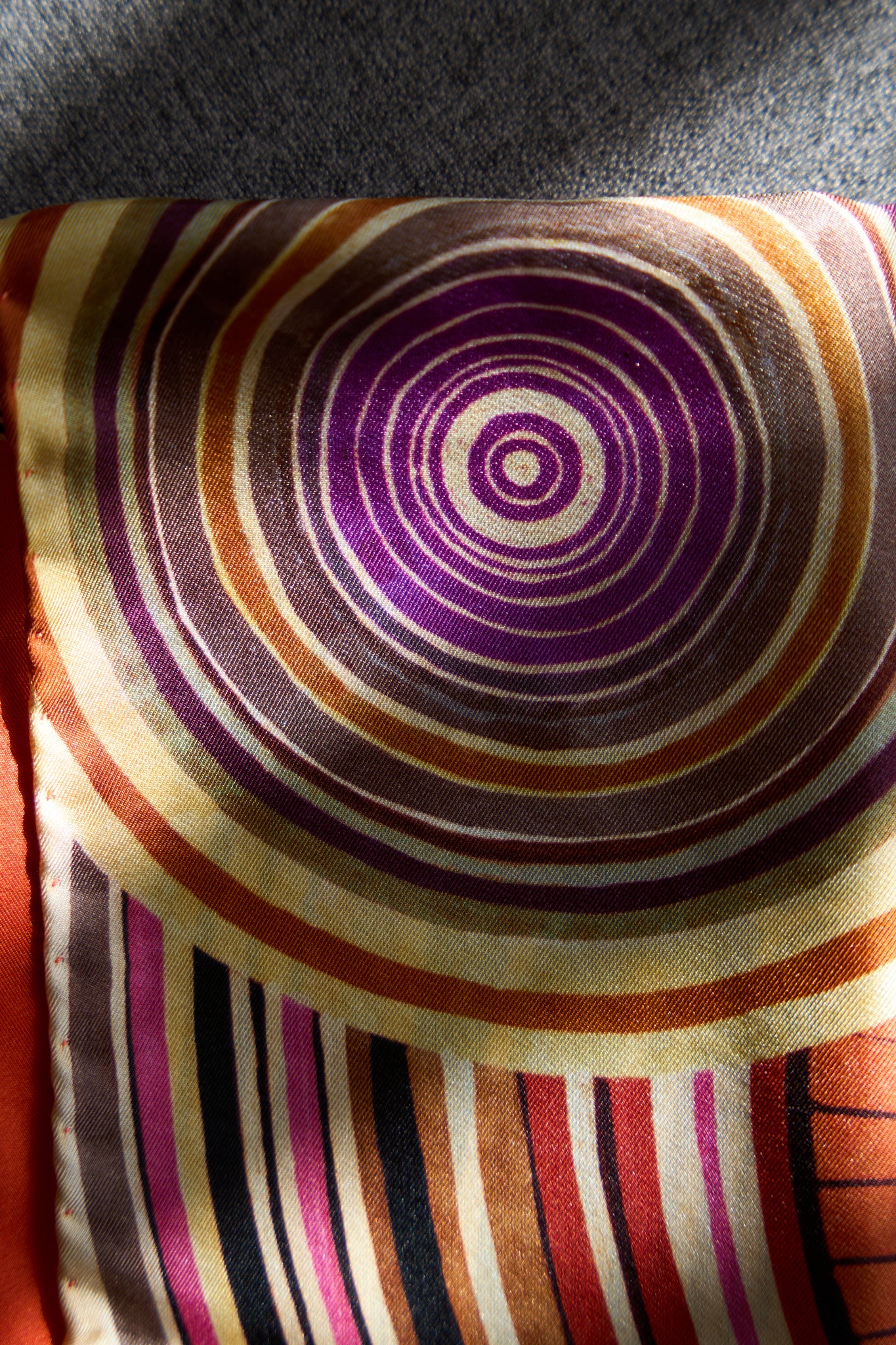 Sunset Geometry Silk Scarf – Italian Square Silk Scarf 53 × 53 cm