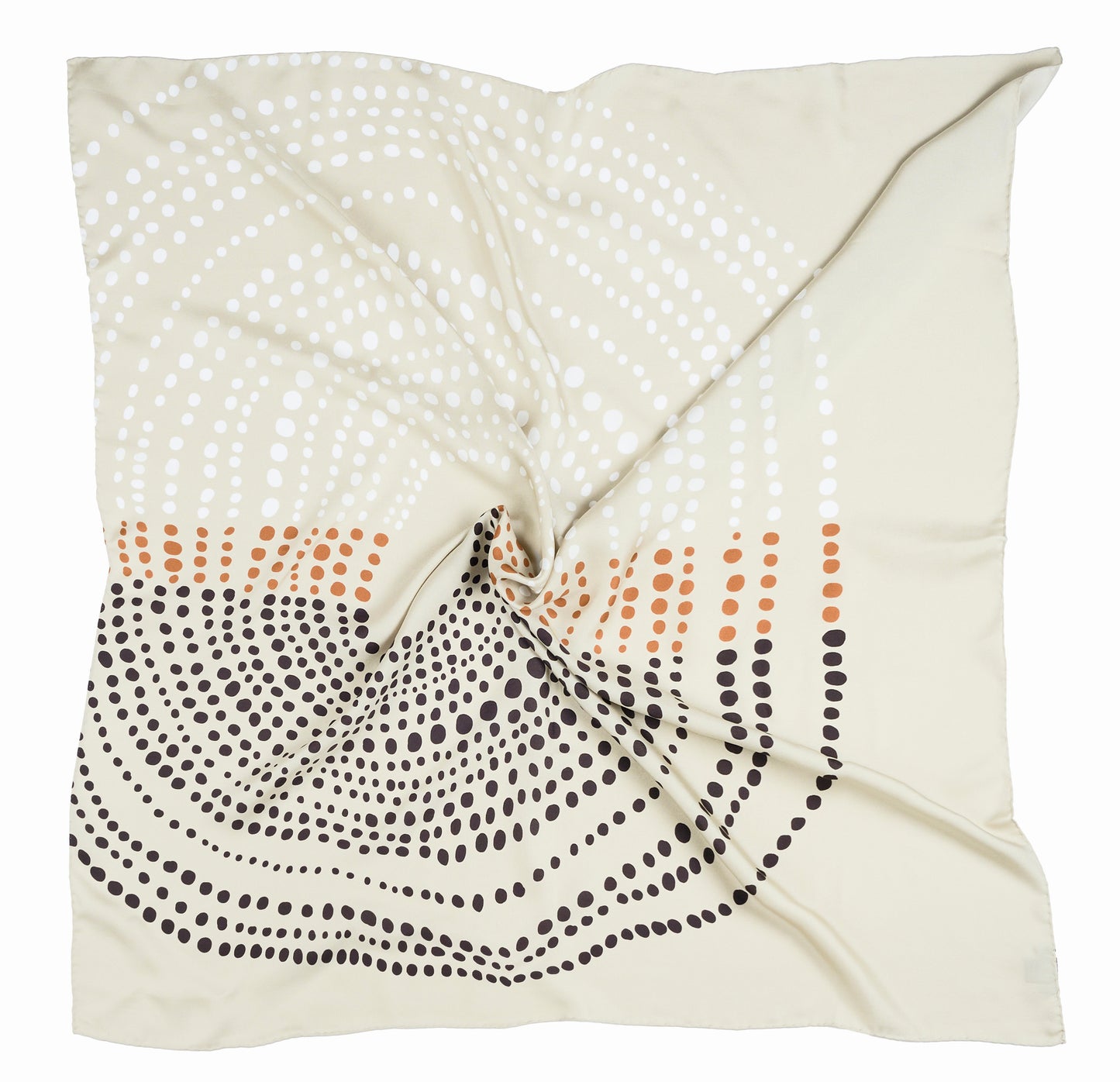 Ivory Polka Charm – Italian Silk Square Scarf (90 x 90 cm)