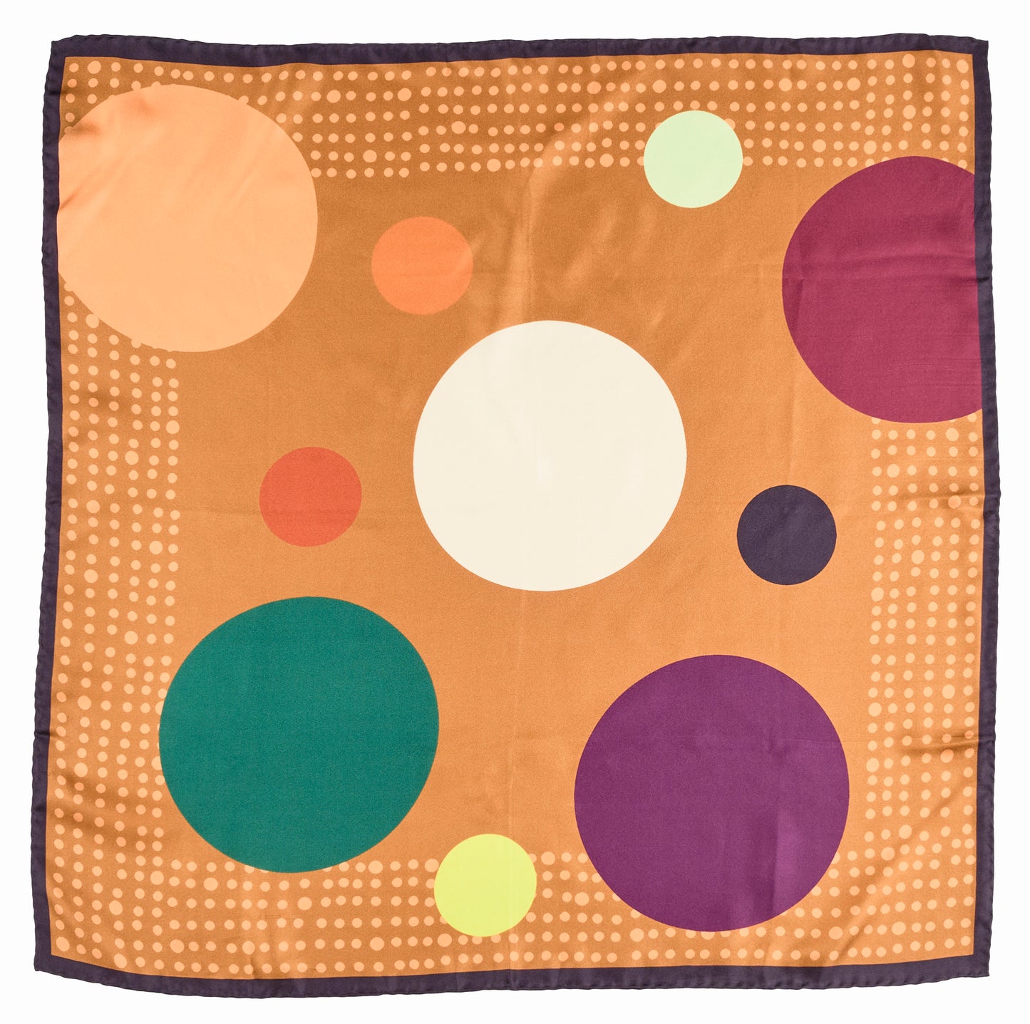 Golden Polka Charm – Italian Silk Square Scarf (70 x 70 cm)