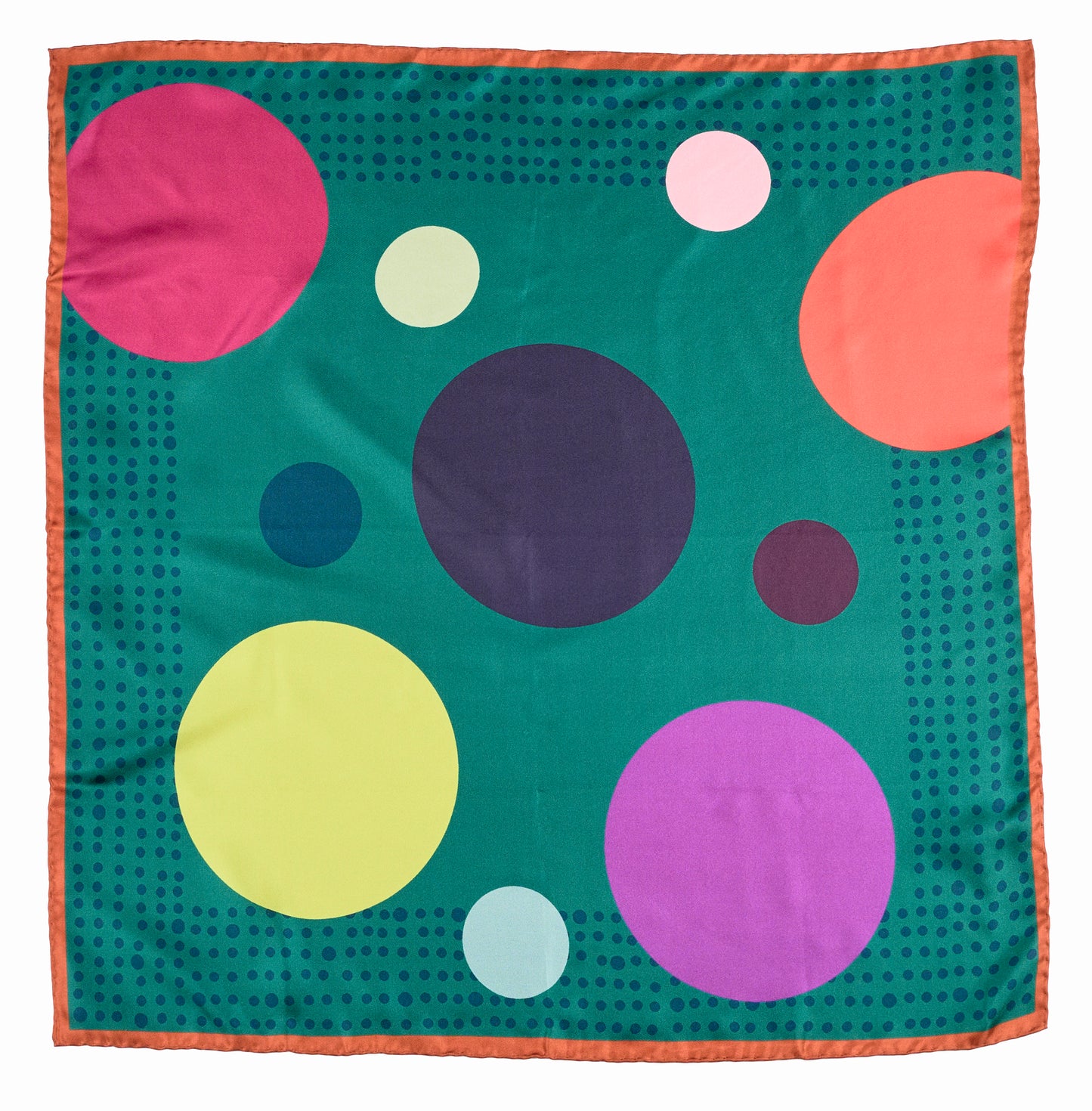 Teal Polka Charm Italian Silk Square Scarf (70 x 70 cm)