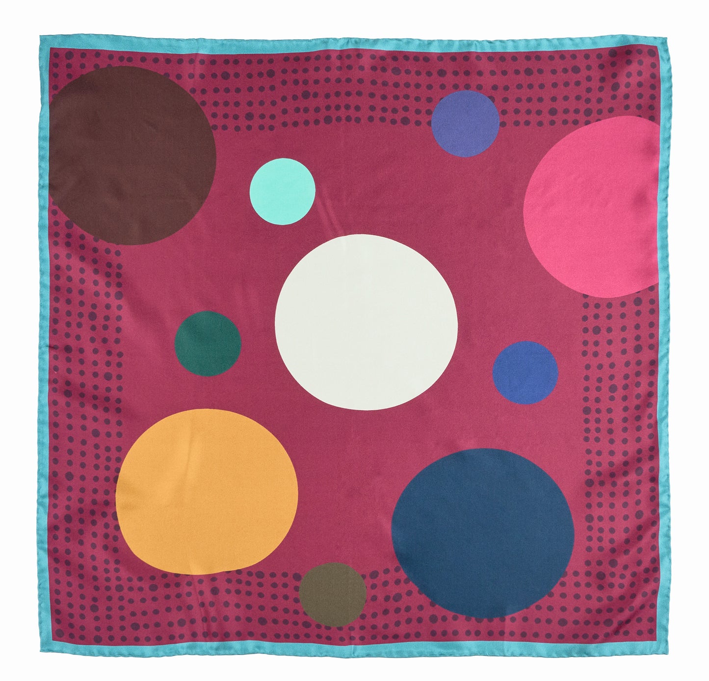 Burgundy Polka Charm – Italian Silk Square Scarf (70 x 70 cm)