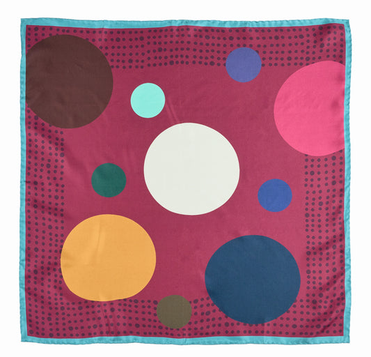 Burgundy Polka Charm – Italian Silk Square Scarf (70 x 70 cm)