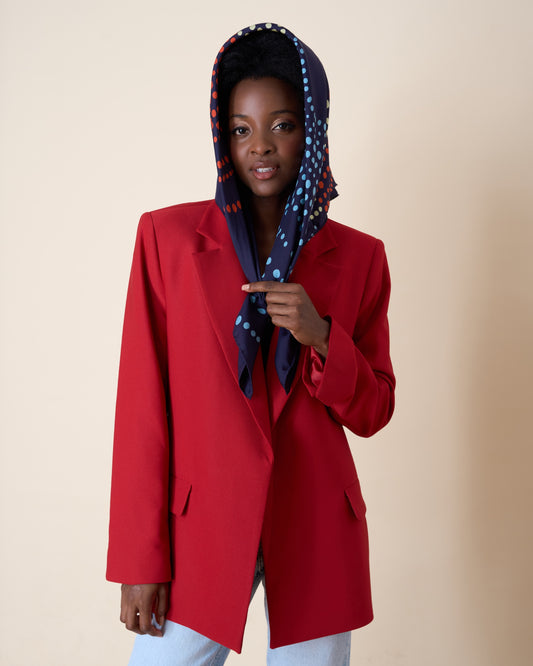Midnight Polka Charm Italian Silk Square Scarf (90 x 90 cm)