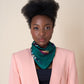 Teal Leaves Charm – Italian Silk Scarf Bandana (53 x 53 cm)