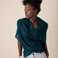 Midnight Teal Cashmere and Silk Shawl – Made in Italy (47x180 cm)