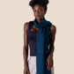 Midnight Teal Cashmere and Silk Shawl – Made in Italy (47x180 cm)