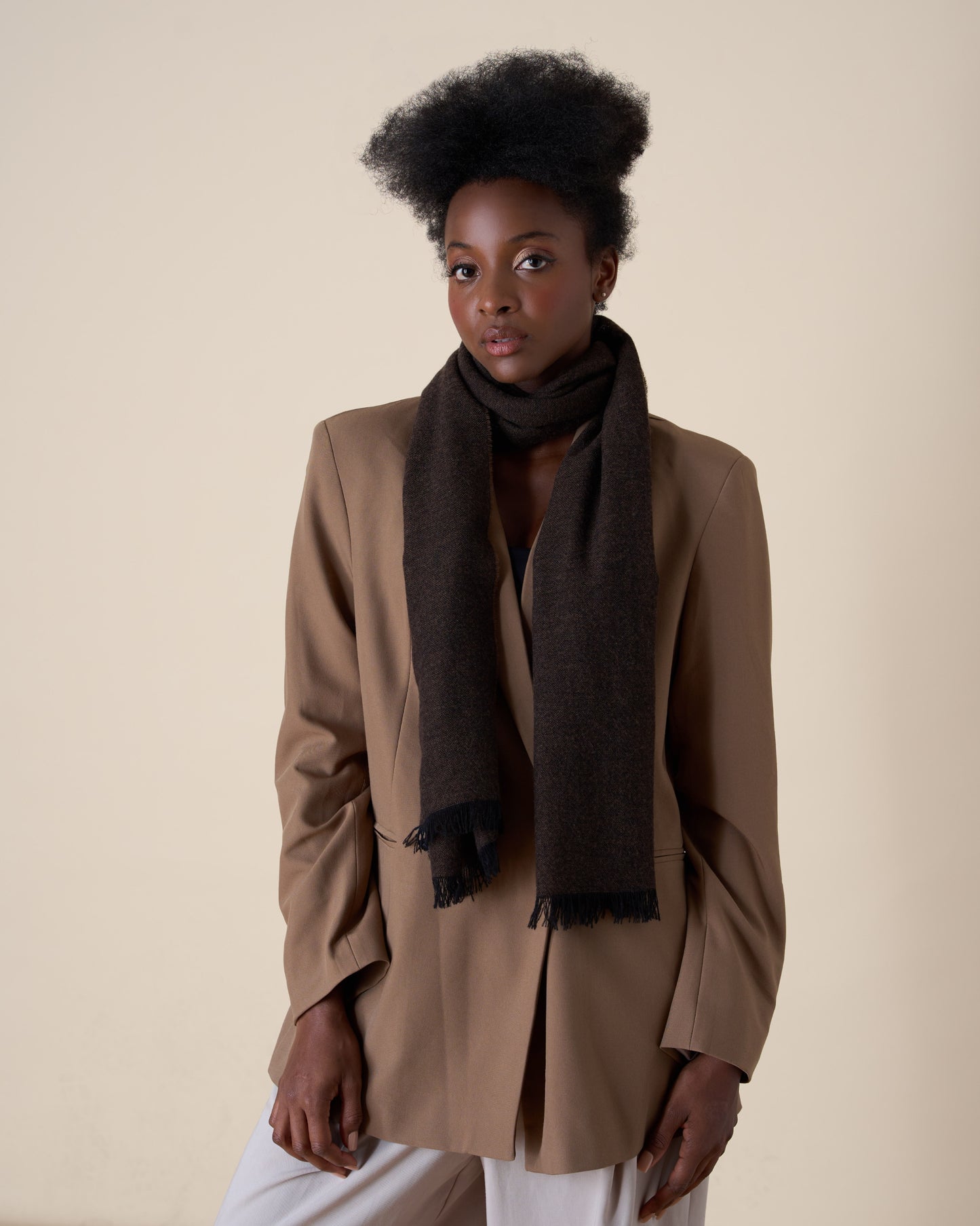 Chocolate Cashmere Shawl – Made in Italy (47 x 180 cm)