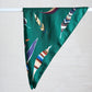 Teal Leaves Charm – Italian Silk Scarf Bandana (53 x 53 cm)