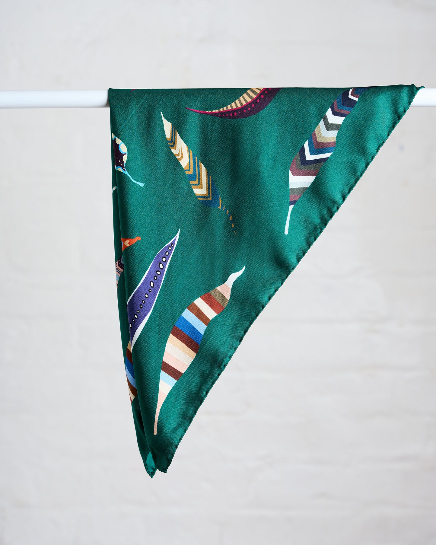 Teal Leaves Charm – Italian Silk Scarf Bandana (53 x 53 cm)