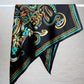 Emerald Paisley Elegance Italian Silk Square Scarf (90 x 90 cm)