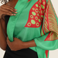 Emerald Chestnut Feuille Square Silk Scarf