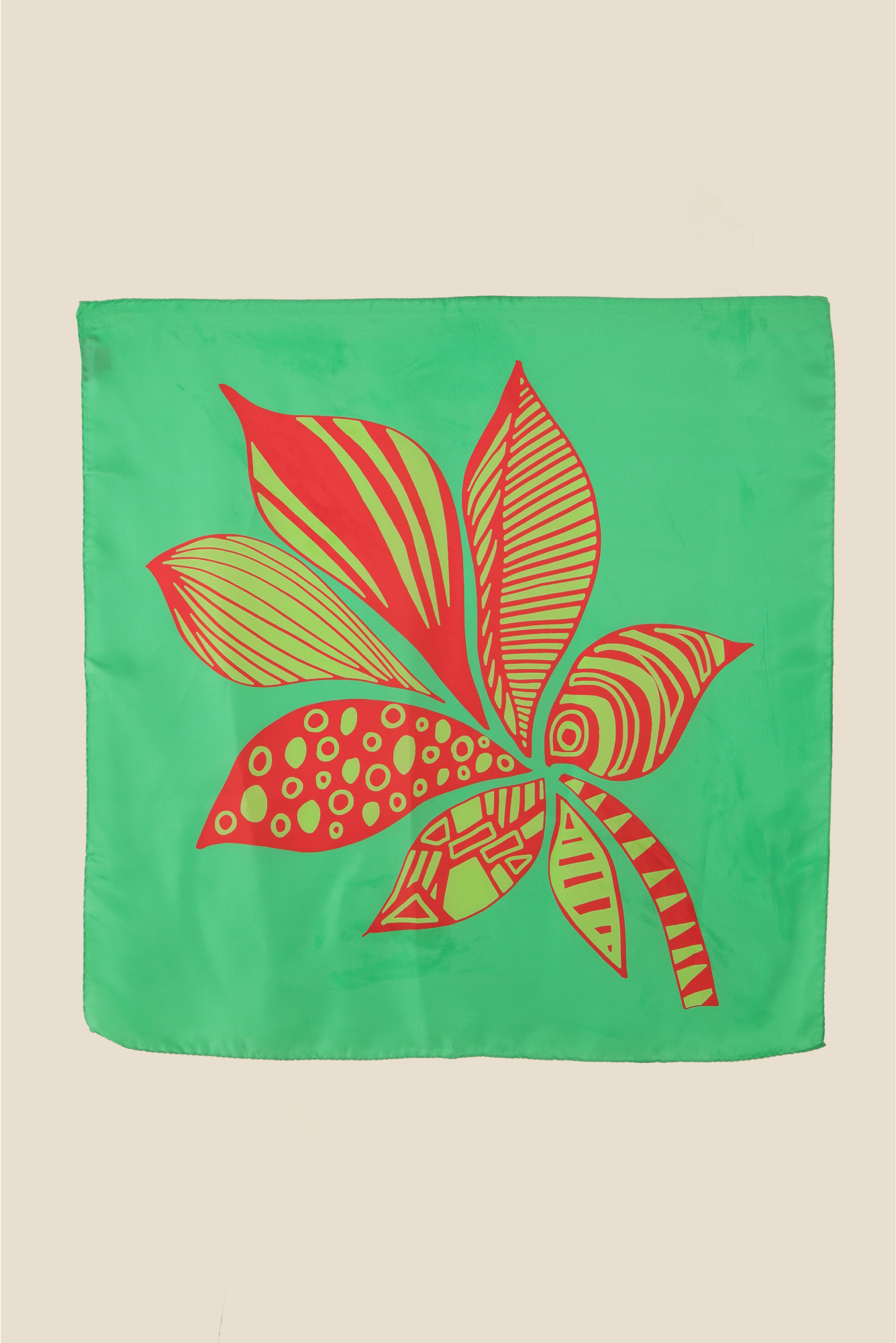 Emerald Chestnut Feuille Square Silk Scarf