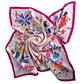 Flat-lay of a floral Italian silk scarf in soft pink, designed in Lake Como, Italy. Ethically made using natural fibres, with a luxury finish and vibrant hand-drawn botanical print.