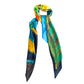 Oversized Square Silk Scarf in Green with Abstract Design