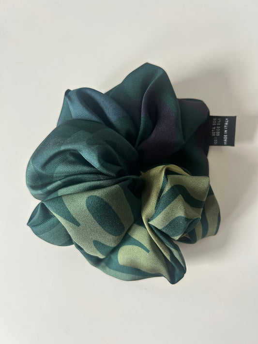 Green Animal Print Scrunchie