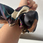 Scrunchie in Green with Floral Motif