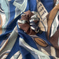 Sky Blue with Floral Motif Scrunchie