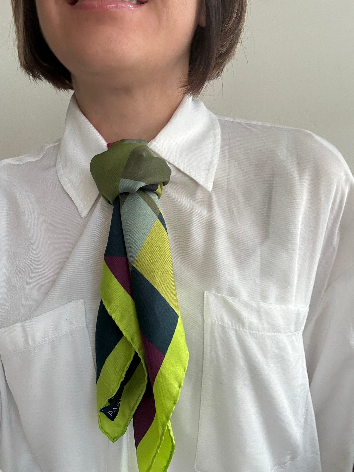 Pre-Loved Love Silk Scarf - Lime (53x53cm)