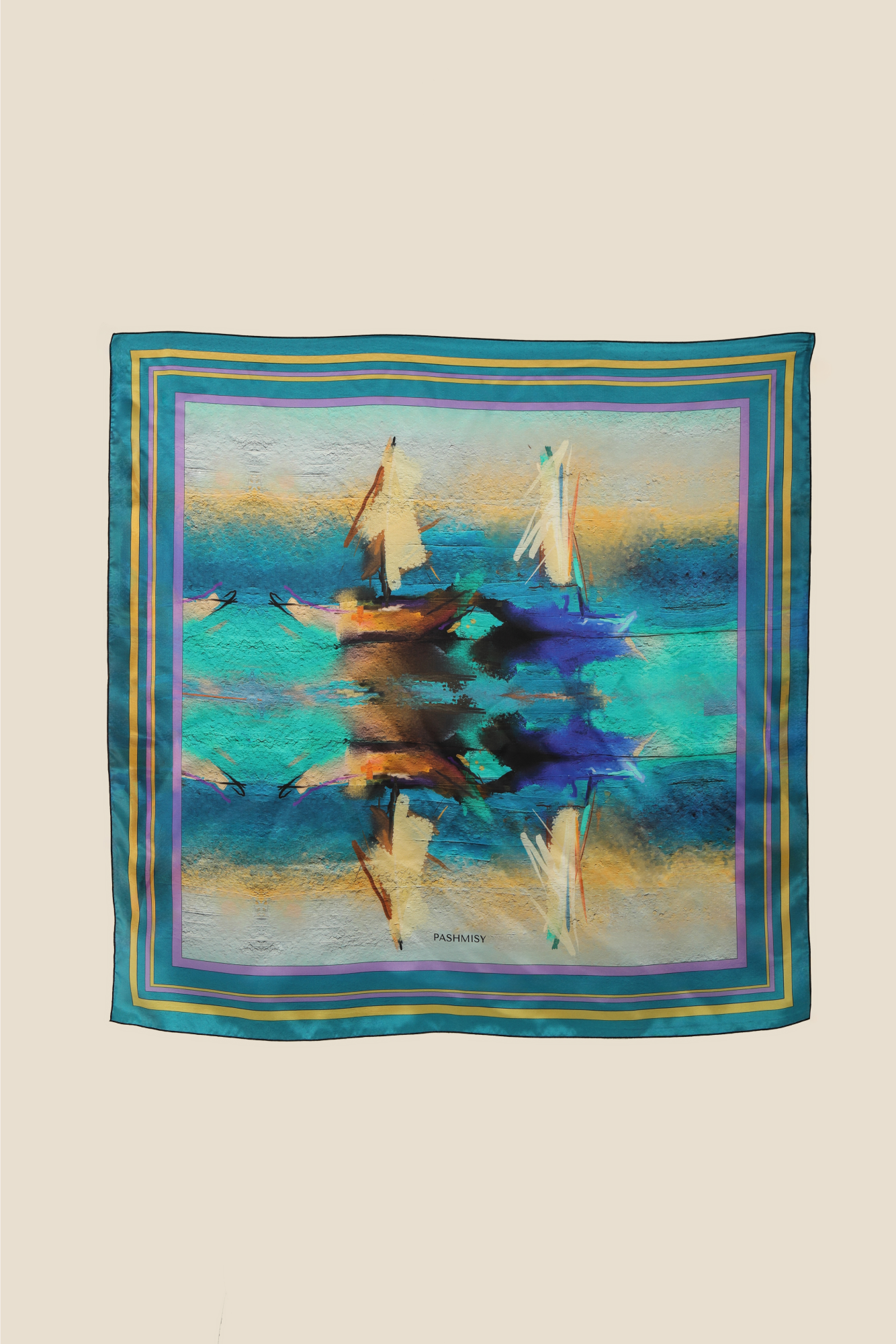 Impressionism Floating Boats Silk Scarf