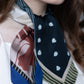 Midnight Bloom Silk Scarf in Navy and Sage