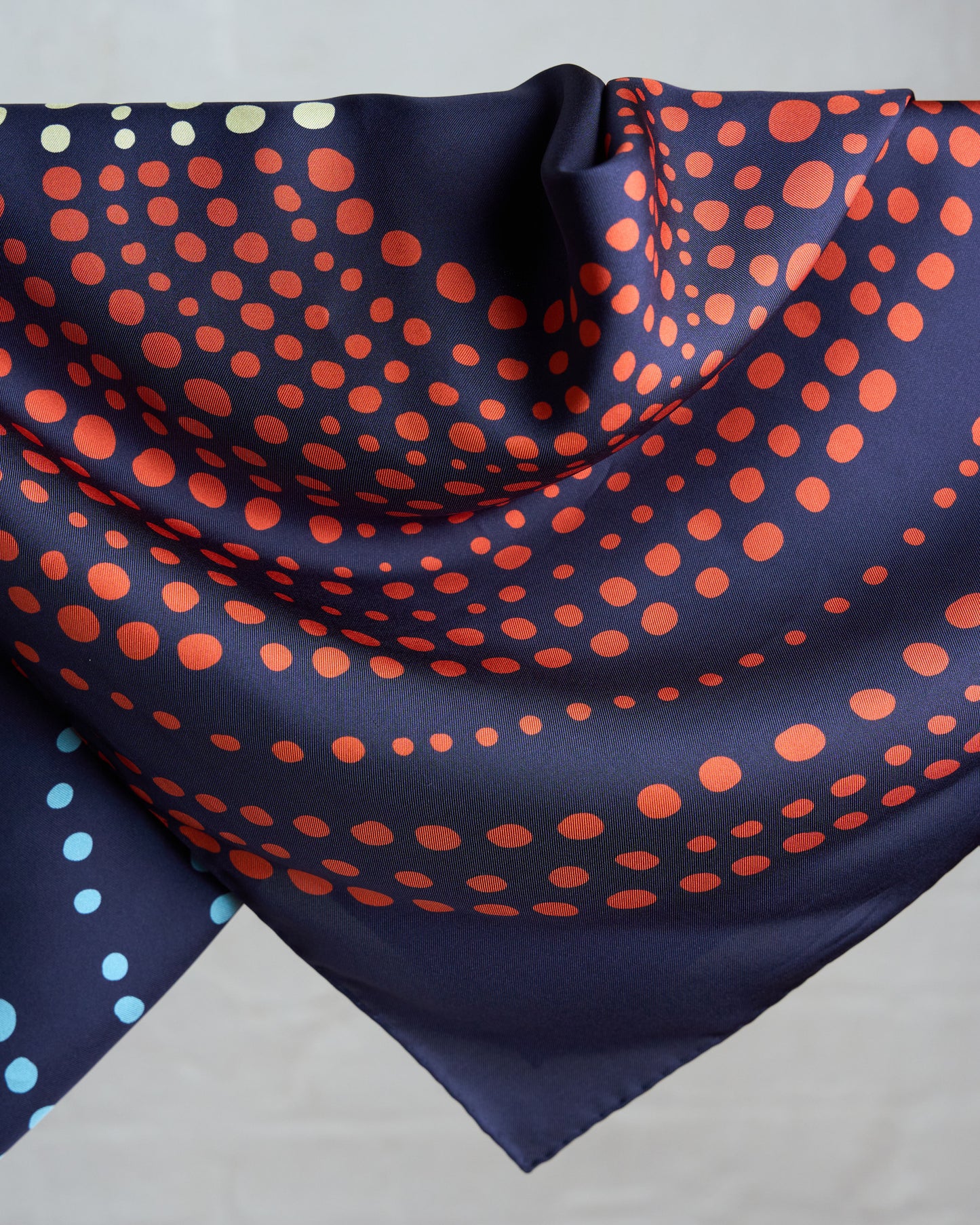 Midnight Polka Charm Italian Silk Square Scarf (90 x 90 cm)