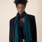 Midnight Teal Cashmere and Silk Shawl – Made in Italy (47x180 cm)