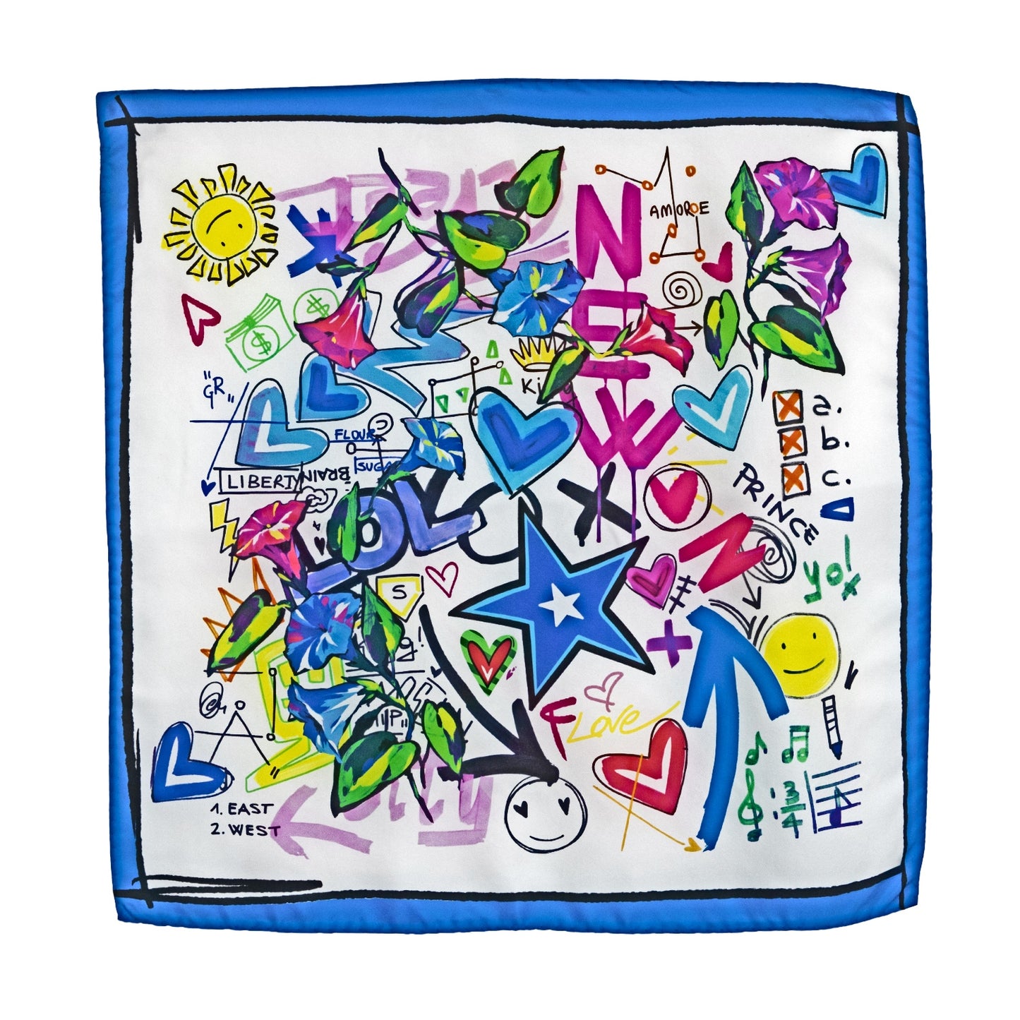 Persian Blue Mixed Emotions Silk Scarf