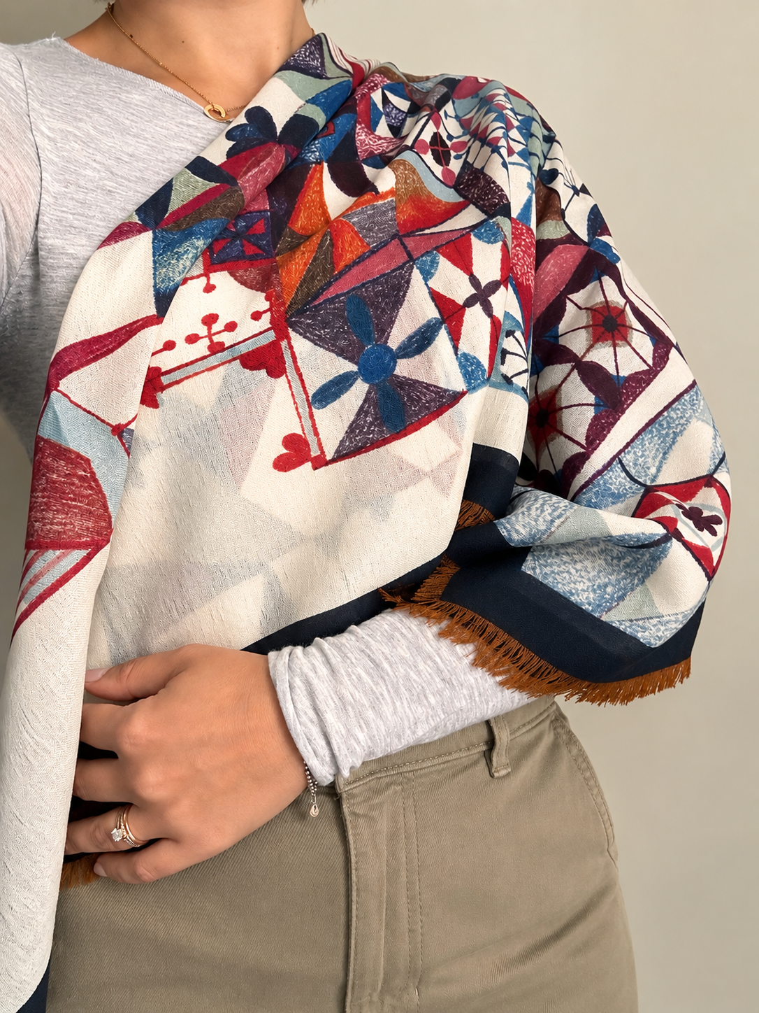 Mosaic Garden Italian Light Wool Scarf