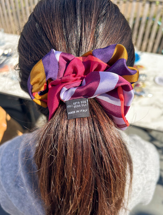 Plum & Gold Silk Scrunchie