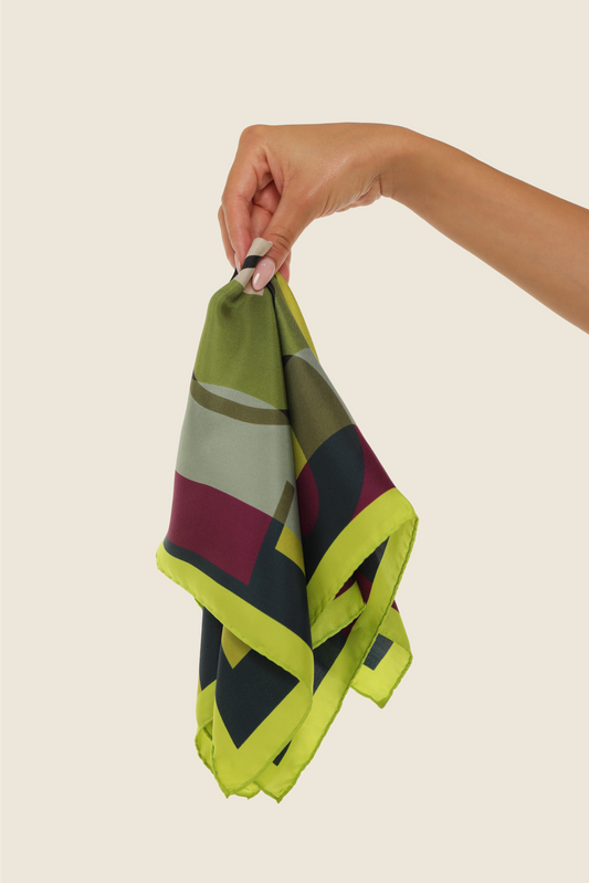 Pre-Loved Love Silk Scarf - Lime (53x53cm)