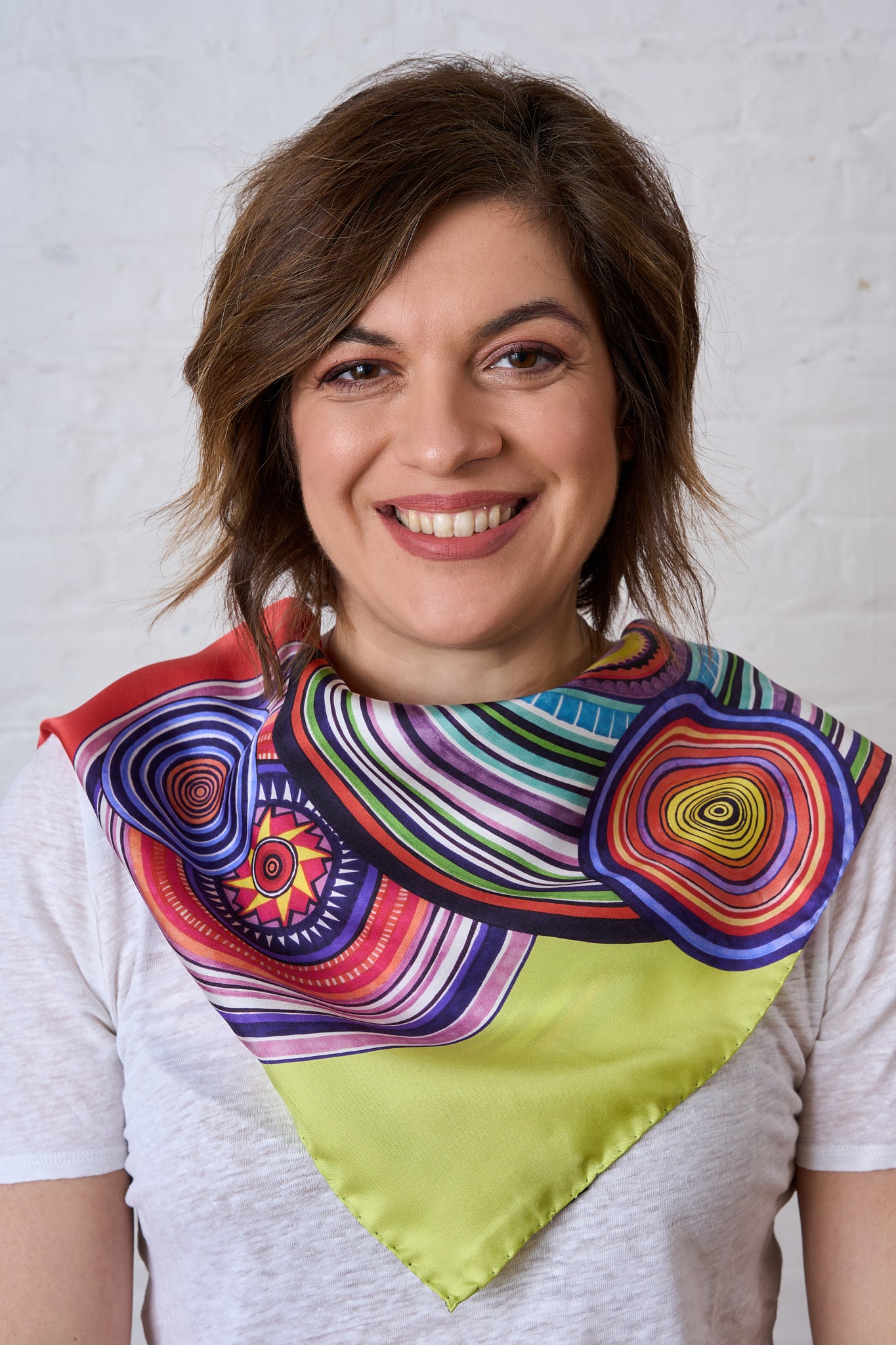 Prismatic Geometry Silk Scarf – Italian Square Silk Scarf (53 × 53 cm)