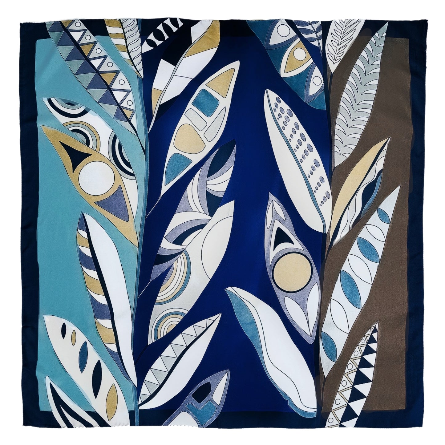 Silk Scarf in Sky Blue with Floral Motif