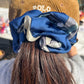 Sky Blue with Floral Motif Scrunchie