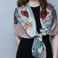 Tropical Bloom Pale Pink and Sage Silk Scarf