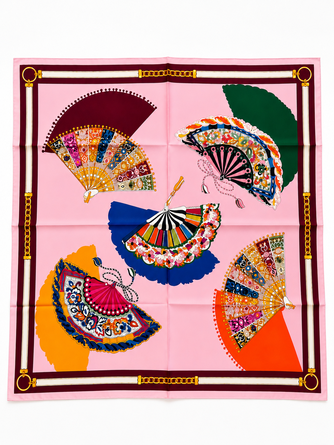 VENTAGLIO ROSA – ITALIAN SILK SQUARE SCARF (90 X 90 CM)