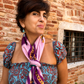 VENTAGLIO ROSA – ITALIAN SILK SQUARE SCARF (90 X 90 CM).