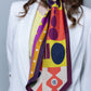 Vivid Abstract Long Silk Scarf In Burgundy