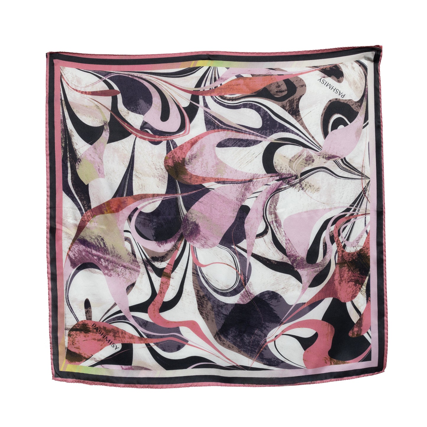 Pale Mauve Wave Flow Square Silk Scarf