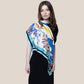 Blue Powder Serene Bloomy Flower Square Silk Scarf