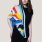 Blue Powder Serene Bloomy Flower Square Silk Scarf