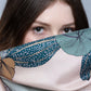 Tropical Bloom Pale Pink and Sage Silk Scarf