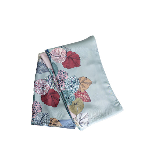 Tropical Bloom Pale Pink and Sage Silk Scarf